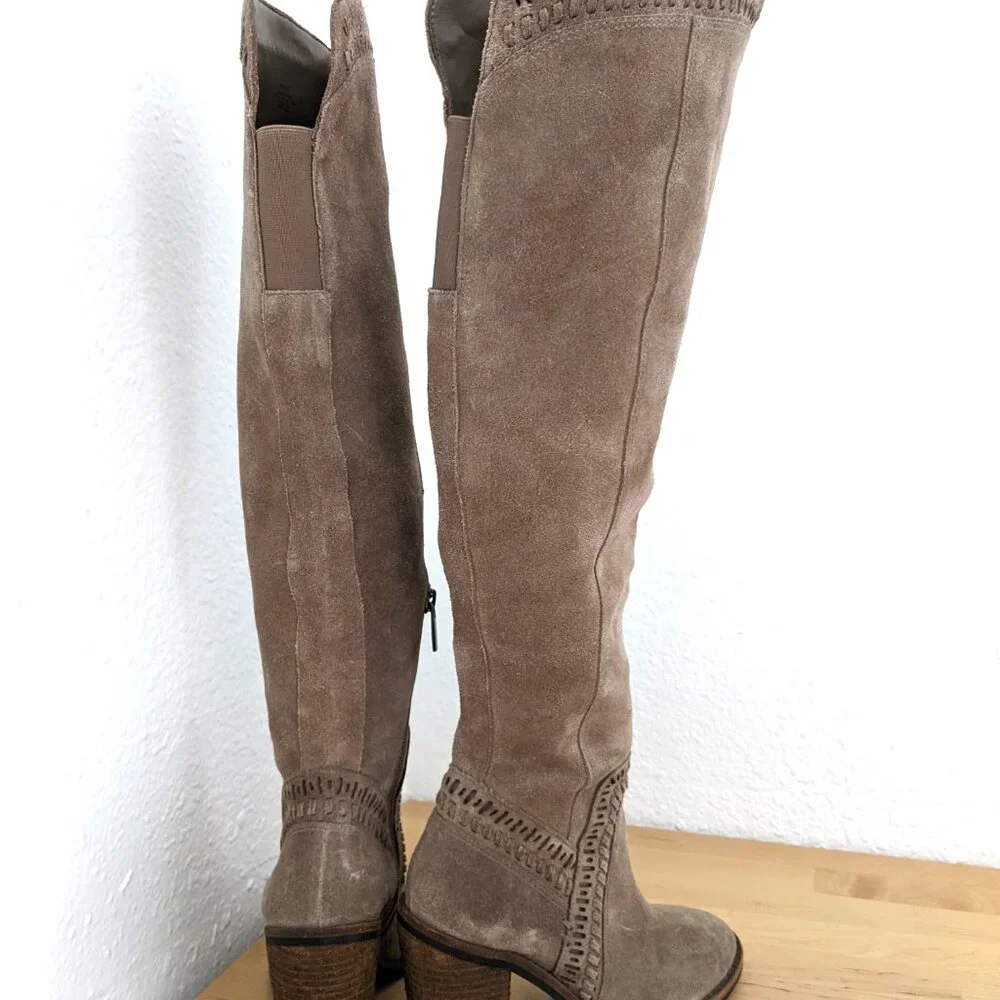 Vince Camuto Madolee Over The Knee Taupe Suede Leather Boots Women's Sz. 5.5 - Picture 5 of 9